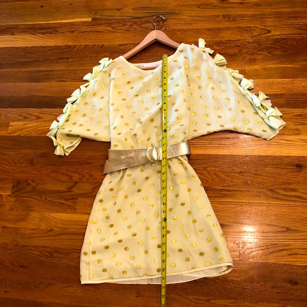 Thread chartreuse gold dot dress XS vintage